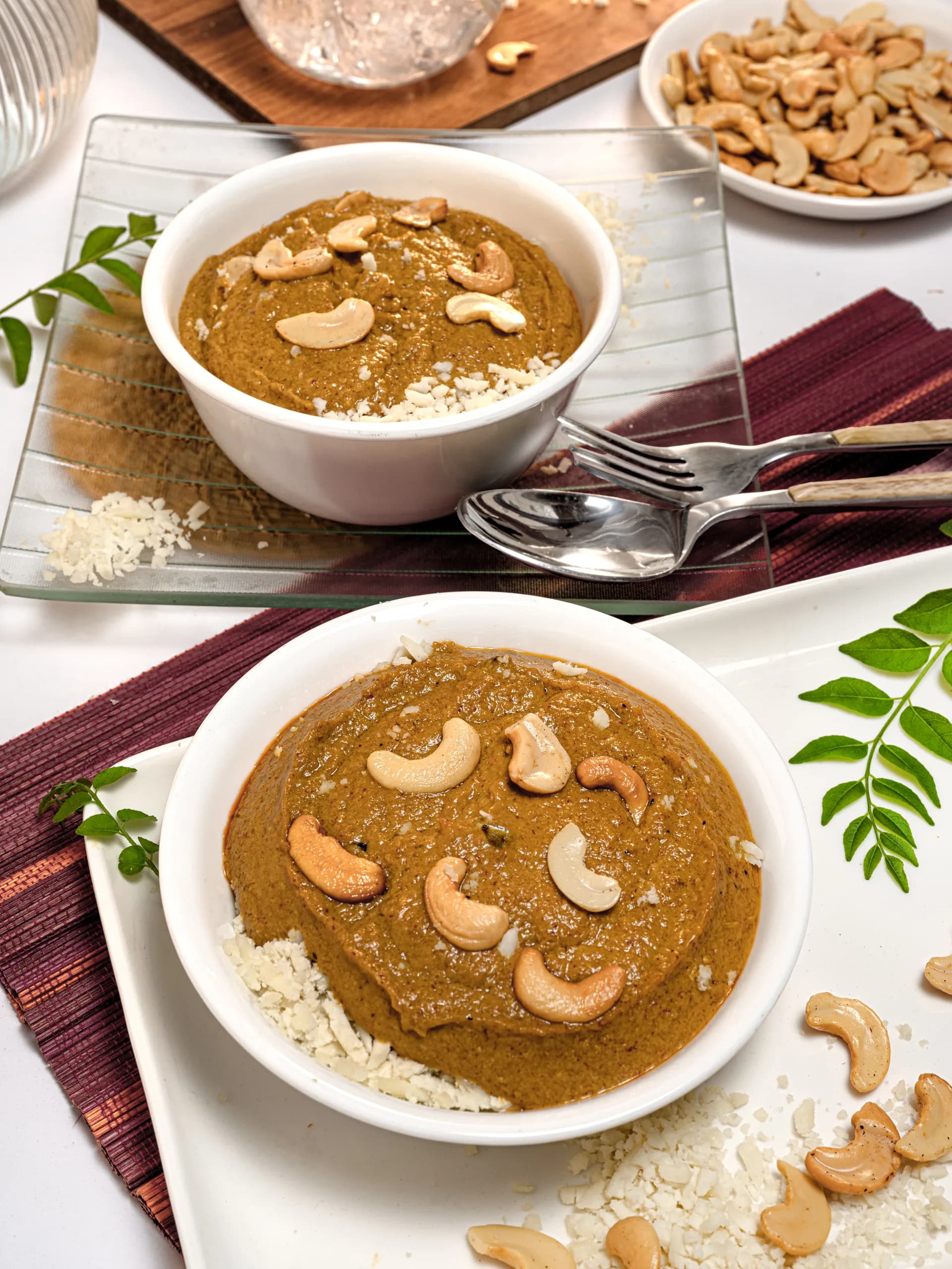 Kaju korma two bowls